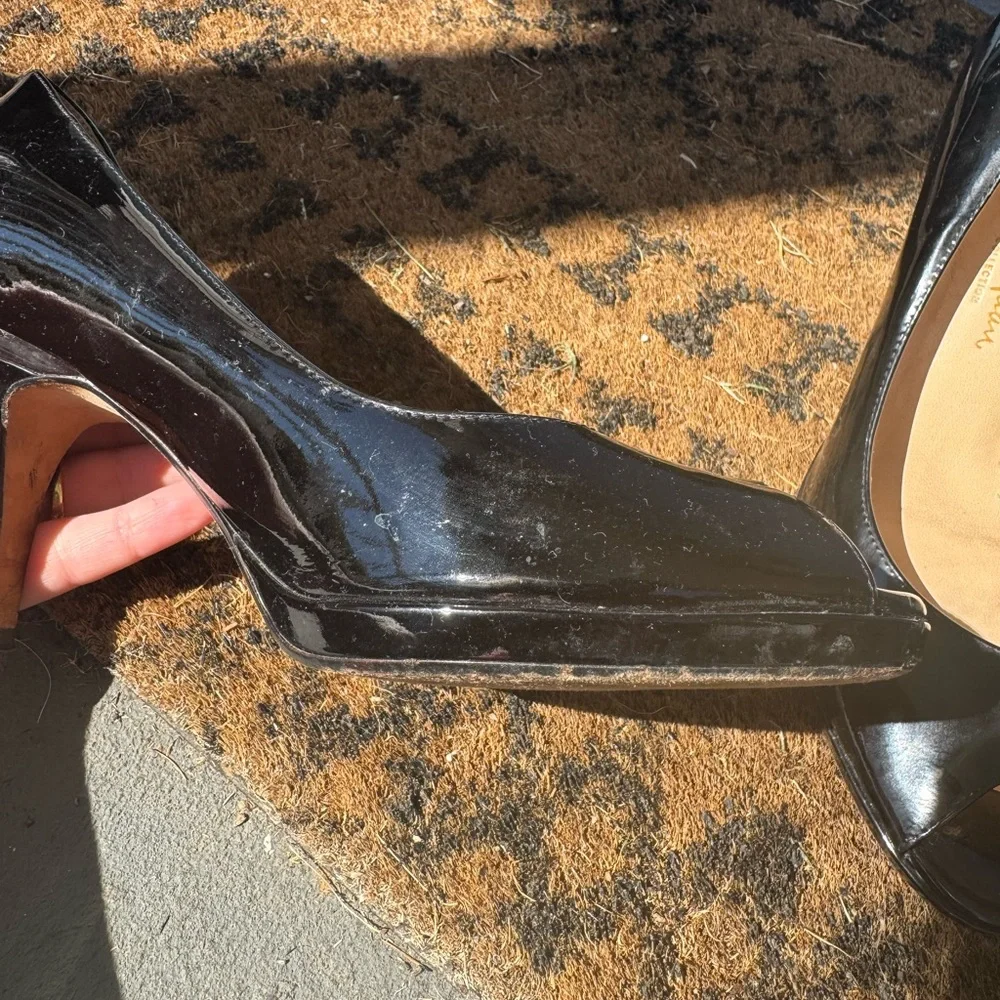 Cole Haan NIKE Air Black Patent Leather Peep Toe Heel Size 7